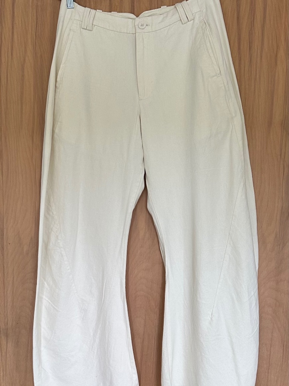 Free People wide leg cotton gaberdine slacks, Size 10, off white